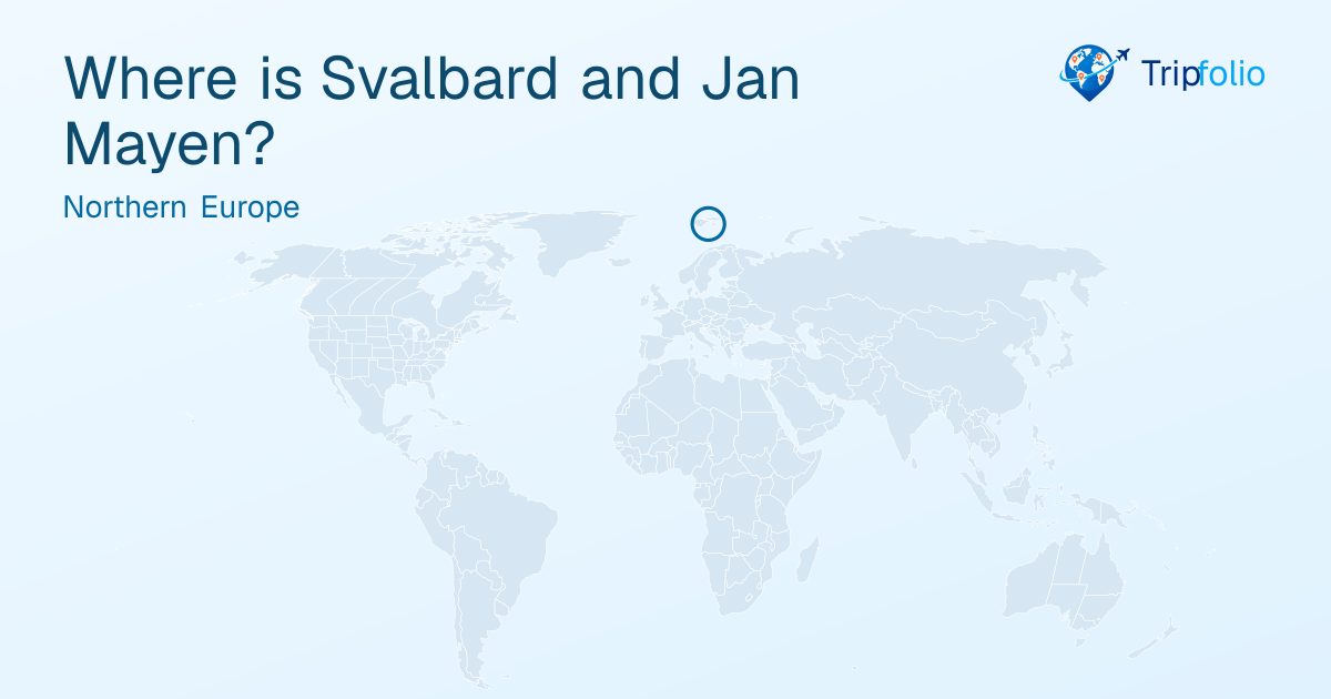 World map with Svalbard and Jan Mayen highlighted in green and circled