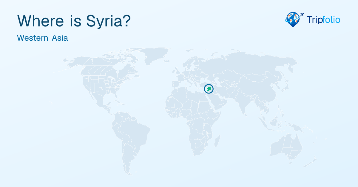 World map with Syria highlighted in green and circled