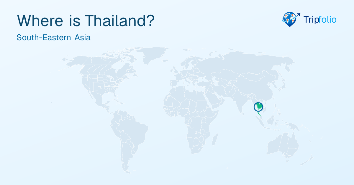 World map with Thailand highlighted in green and circled