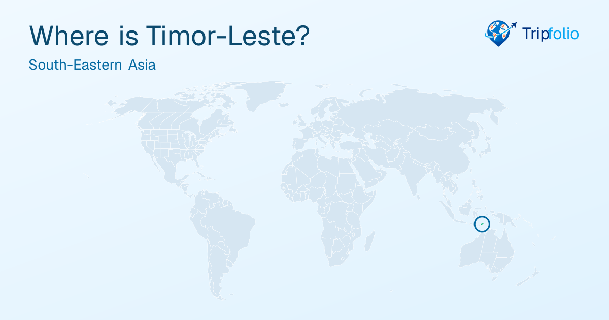 World map with Timor-Leste highlighted in green and circled