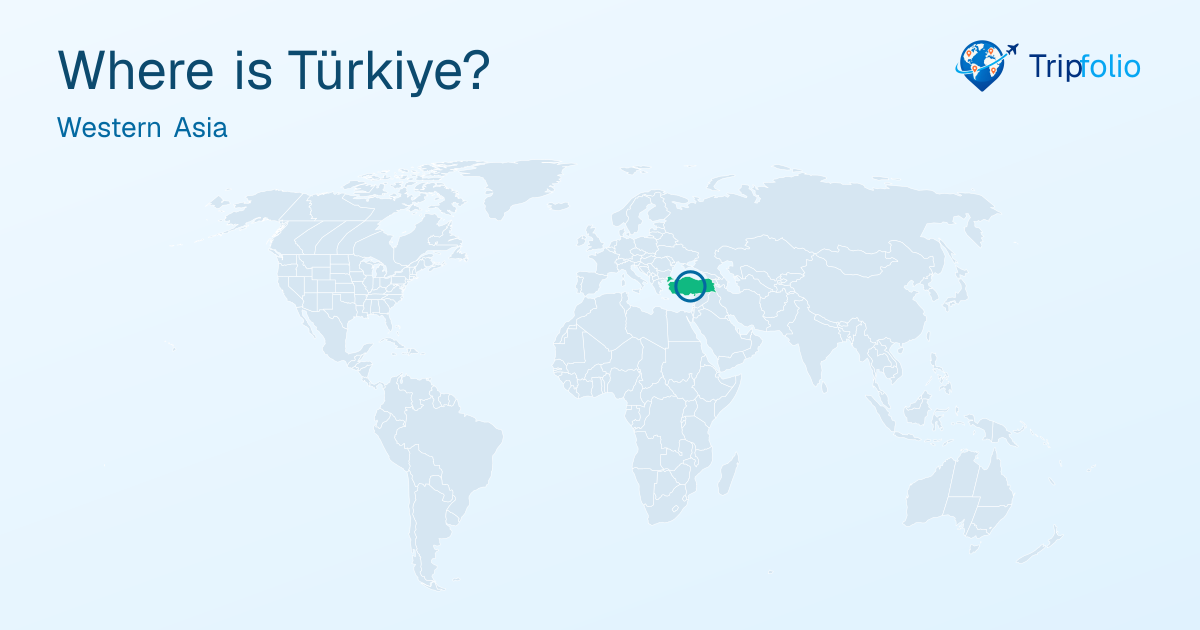 World map with Türkiye highlighted in green and circled