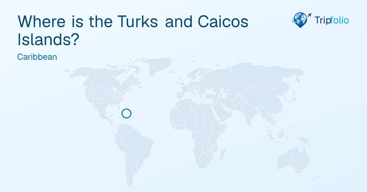 World map with the Turks and Caicos Islands highlighted in green and circled