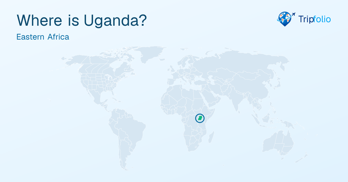 World map with Uganda highlighted in green and circled