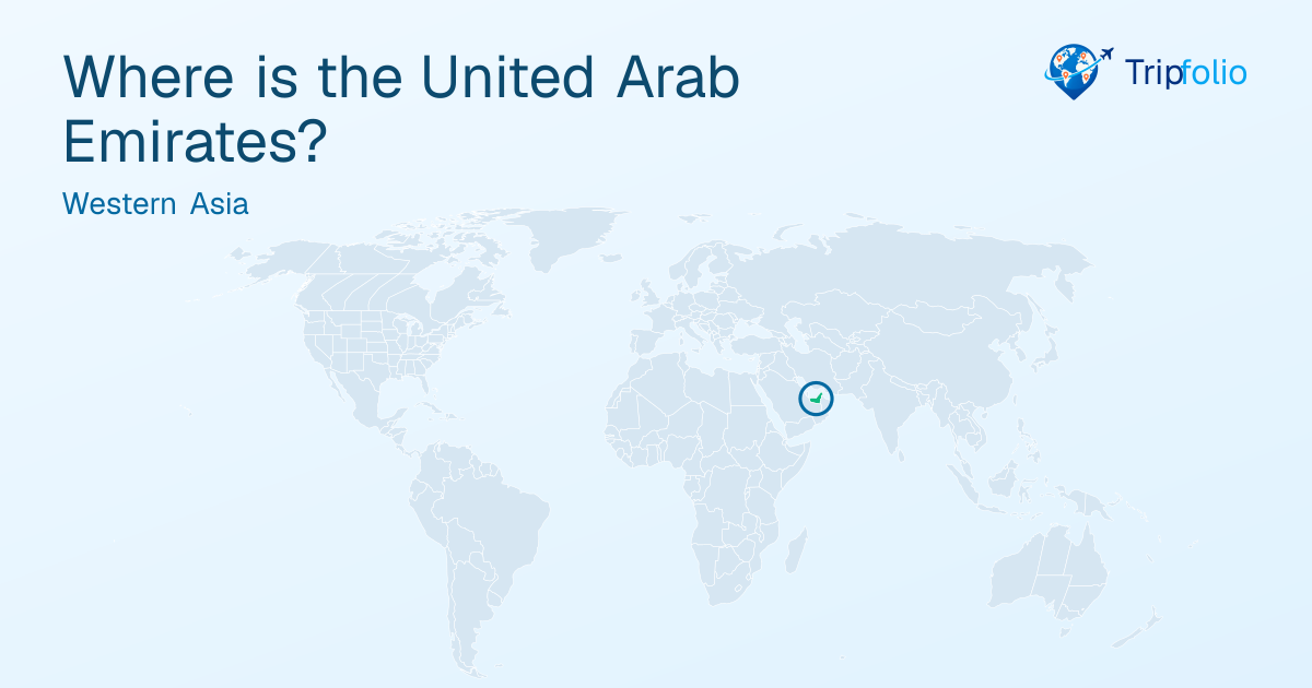 World map with the United Arab Emirates highlighted in green and circled