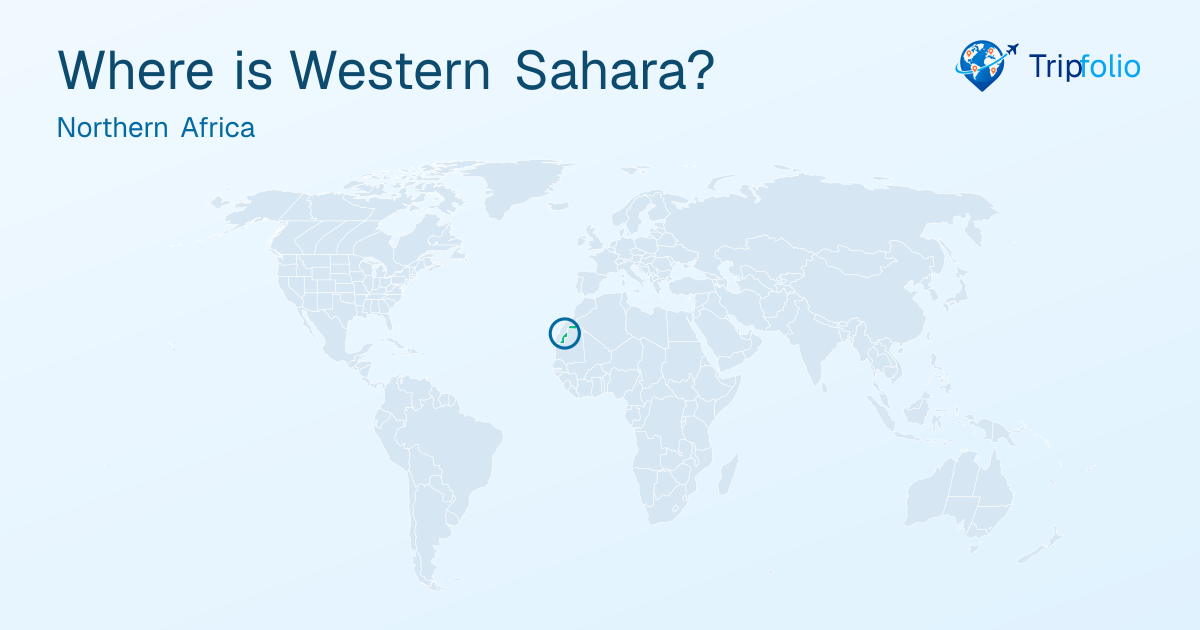 World map with Western Sahara highlighted in green and circled